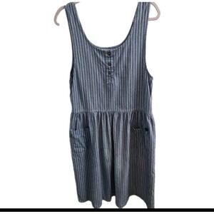 Vintage Mizz Lizz Fit & Flare Dress Denim/Chambray Blue/white 11/12 boho cotton